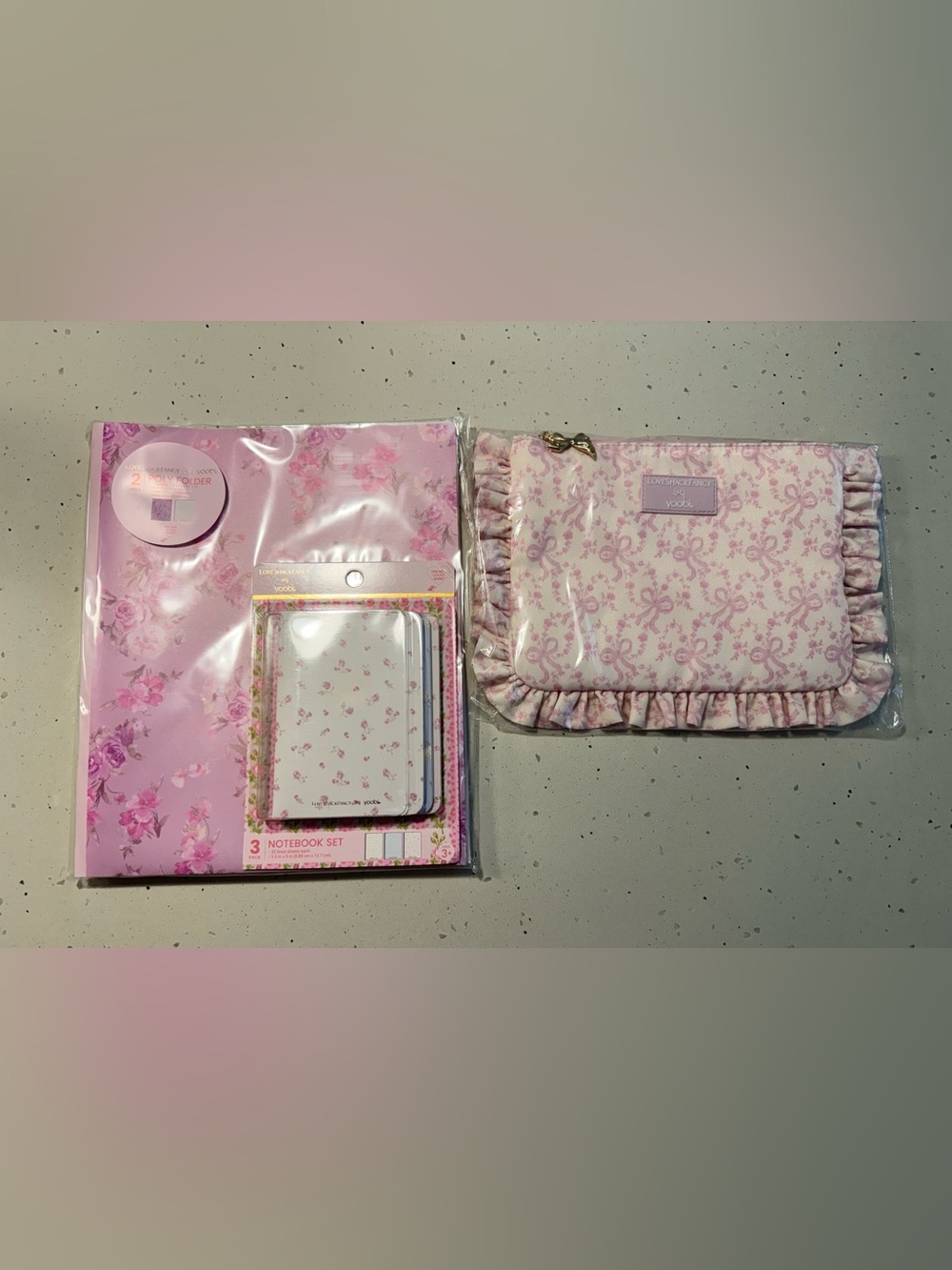 Loveshackfancy x yoobi Collab Bundle - Mini notebook set, Pencil pouch, Folders